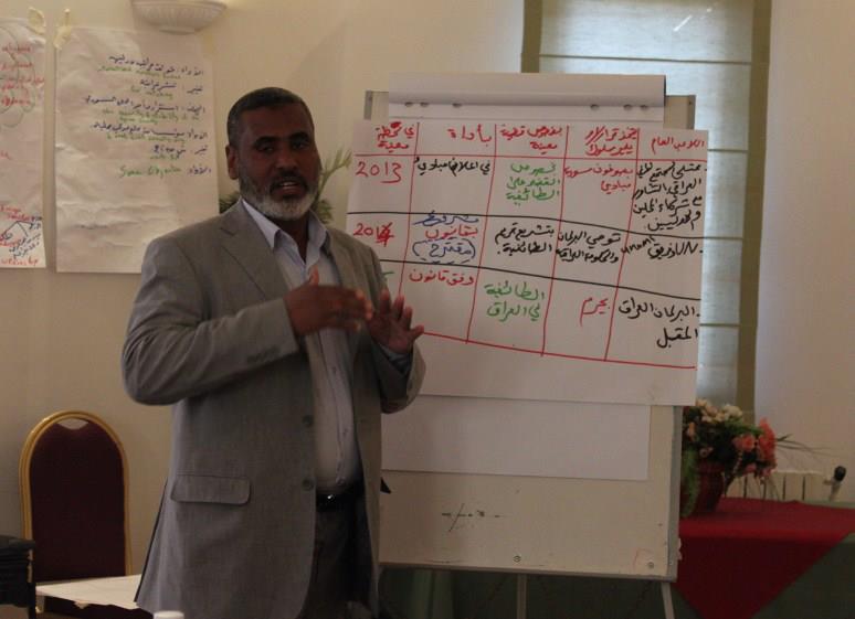 Jalal Dhiab tijdens een bijeenkomst van IKV Pax Christi in maart, 2013